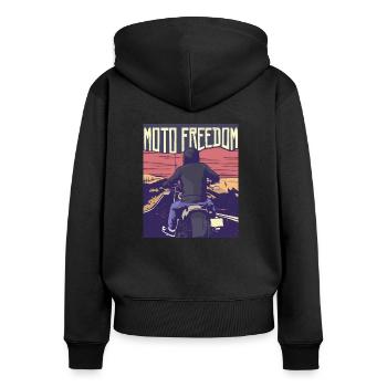 Moto, motocycliste, moto liberté - Sweat à capuche zippé Premium bio Femme - noir - Dos - Julia (174cm)