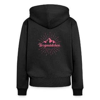 Bergmädchen - Berge Damen Mädchen Geschenk - Frauen Premium Bio Zip Hoodie - Schwarz - Hinten - Julia (174cm)