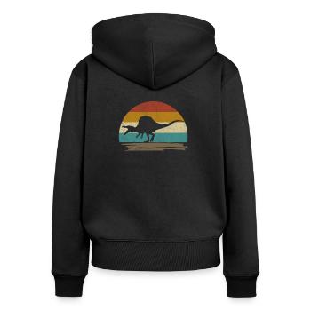 Spinosaurus retro - Women's Premium Organic Zip Hoodie - black - Back - Julia (174cm)