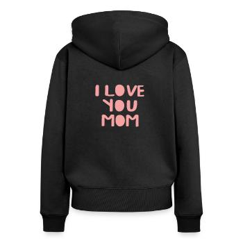 Fête des mères - Sweat à capuche zippé Premium bio Femme - noir - Dos - Julia (174cm)