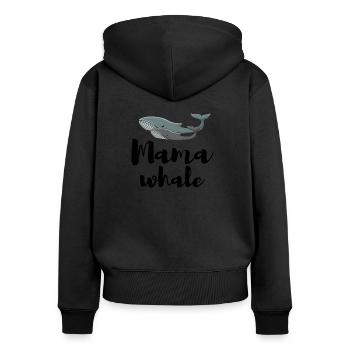 Mama whale - Frauen Premium Bio Zip Hoodie - Schwarz - Hinten - Julia (174cm)