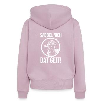 Sabbel nich dat geit Möwe - Frauen Premium Bio Zip Hoodie - Altrosa - Hinten - Julia (174cm)