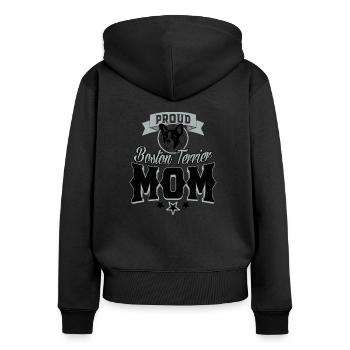 Proud Boston Terrier Mother - Mothers Day Mommy Dog - Premium økologisk hoodie med lynlås til kvinder - sort - Bagpå - Julia (174cm)
