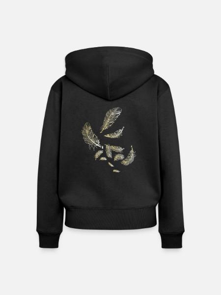 Federn flattern - Frauen Premium Bio Zip Hoodie - Schwarz