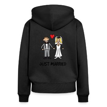 just married - Women's Premium Organic Zip Hoodie - black - Back - Julia (174cm)