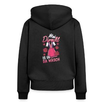 Mei Dirndl is in da Wäsch I Volksfest - Women's Premium Organic Zip Hoodie - black - Back - Julia (174cm)