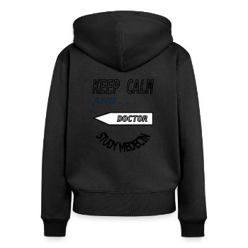 Étudier la médecine Étudier la médecine Étudier la médecine - Sweat à capuche zippé Premium bio Femme - noir - Dos - Julia (174cm)