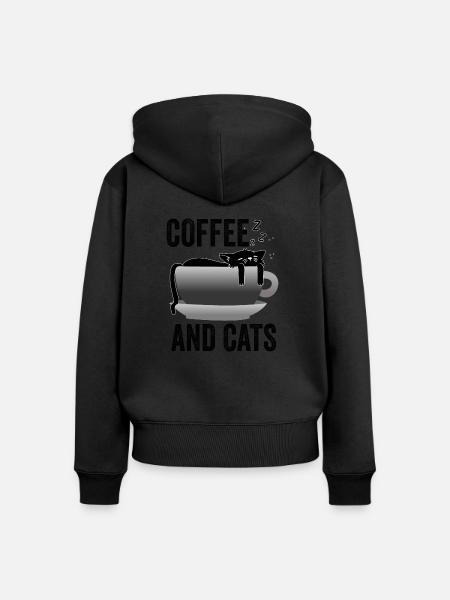 Gato y café divertido - Café y gatos - Ekologisk premiumluvjacka dam - svart
