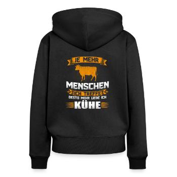 Bauer Landwirt Kuh Kühe Geschenk Vieh Kälber - Frauen Premium Bio Zip Hoodie - Schwarz - Hinten - Julia (174cm)