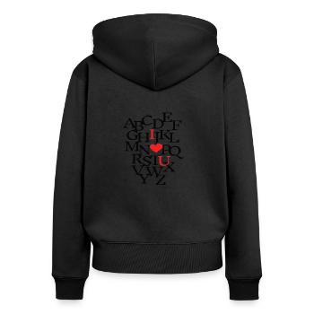 alphabet i love u - Frauen Premium Bio Zip Hoodie - Schwarz - Hinten - Julia (174cm)