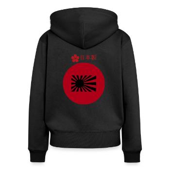 drapeau japonais de la seconde guerre - Sweat à capuche zippé Premium bio Femme - noir - Dos - Julia (174cm)