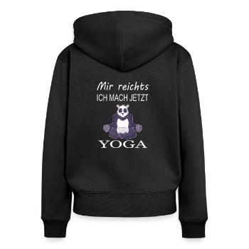 PANDA YOGA Mir reichts ich mach jetzt Yoga - Frauen Premium Bio Zip Hoodie - Schwarz - Hinten - Julia (174cm)