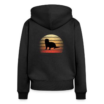 Loutres - Sweat à capuche zippé Premium bio Femme - noir - Dos - Julia (174cm)