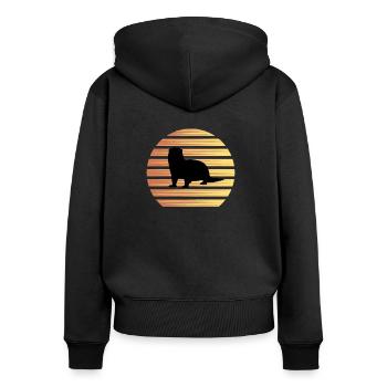 Loutres - Sweat à capuche zippé Premium bio Femme - noir - Dos - Julia (174cm)