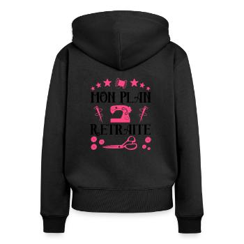 Mon plan retraite couture t shirt couture - Sweat à capuche zippé Premium bio Femme - noir - Dos - Julia (174cm)