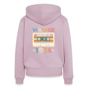 Vintage Best Of 1974 Cassette Retro Birthday - Women's Premium Organic Zip Hoodie - dusky pink - Back - Julia (174cm)