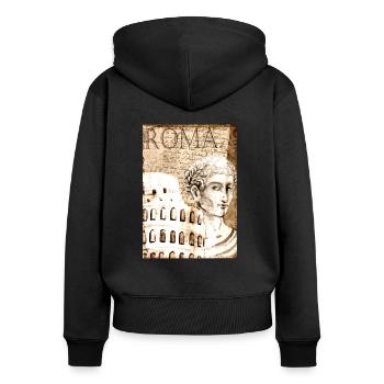 ITALIEN ROM - JULIUS - Frauen Premium Bio Zip Hoodie - Schwarz - Hinten - Julia (174cm)