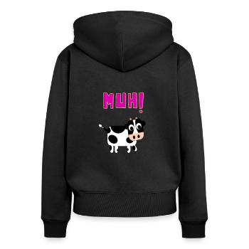 cow - Women's Premium Organic Zip Hoodie - black - Back - Julia (174cm)