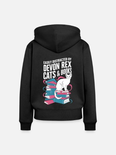 Katze Devon Rex Geschenk - Frauen Premium Bio Zip Hoodie - Schwarz