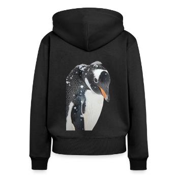 Pinguin - Frauen Premium Bio Zip Hoodie - Schwarz - Hinten - Julia (174cm)