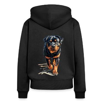 Rottweiler - Frauen Premium Bio Zip Hoodie - Schwarz - Hinten - Julia (174cm)