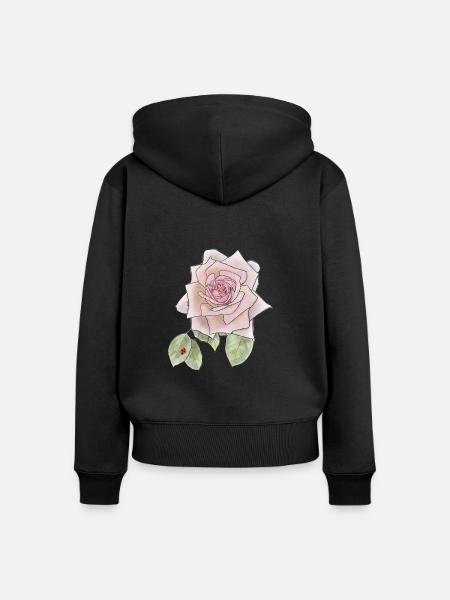 Rose und Marienkäfer - Frauen Premium Bio Zip Hoodie - Schwarz