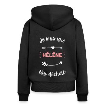 Je suis une Hélène qui déchire - Sweat à capuche zippé Premium bio Femme - noir - Dos - Julia (174cm)
