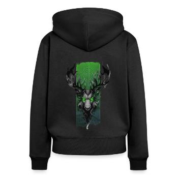 Majestic Antlers: Moose Head - Women's Premium Organic Zip Hoodie - black - Back - Julia (174cm)