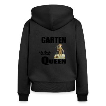 Garten - Frauen Premium Bio Zip Hoodie - Schwarz - Hinten - Julia (174cm)
