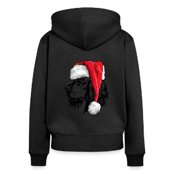 Santa Gordon Setter Chiens de Noël Wilsigns - Sweat à capuche zippé Premium bio Femme - noir - Dos - Julia (174cm)