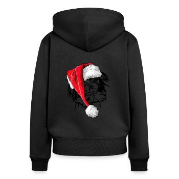 Santa Japan Chin Christmas Dogs Wilsigns - Sweat à capuche zippé Premium bio Femme - noir - Dos - Julia (174cm)