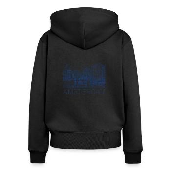 Dessin à la plume Amsterdam - Sweat à capuche zippé Premium bio Femme - noir - Dos - Julia (174cm)