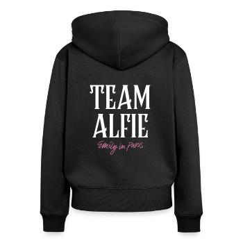 Emily In Paris Team Alfie - Sweat à capuche zippé Premium bio Femme - noir - Dos - Julia (174cm)