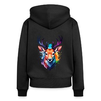 Deer in Watercolors Cool Watercolor Antlers - Women's Premium Organic Zip Hoodie - black - Back - Julia (174cm)