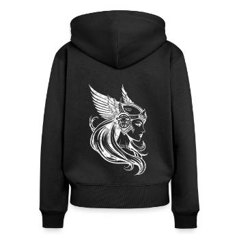 Shield Maiden, Valkyrie, Norse, Viking, Odin - Women's Premium Organic Zip Hoodie - black - Back - Julia (174cm)