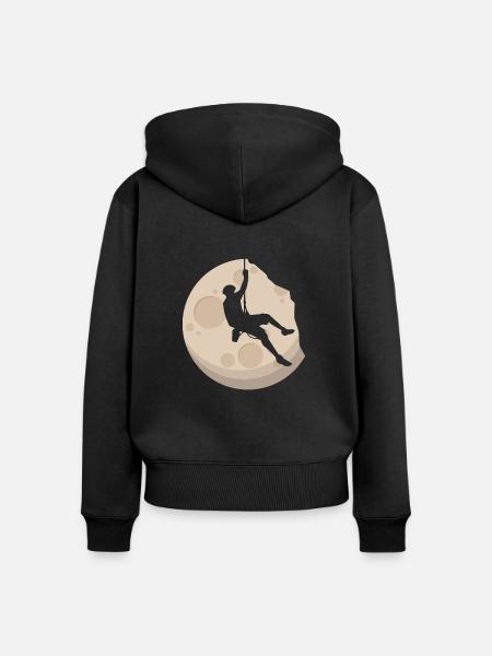 Freeclimbing im Mondlicht - Frauen Premium Bio Zip Hoodie - Schwarz