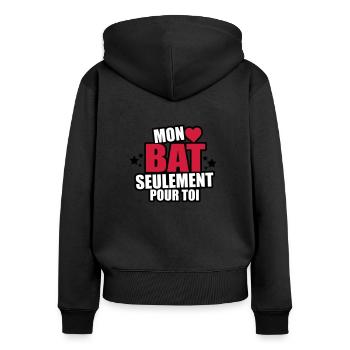 mon coeur bat seulement pour toi - Sweat à capuche zippé Premium bio Femme - noir - Dos - Julia (174cm)