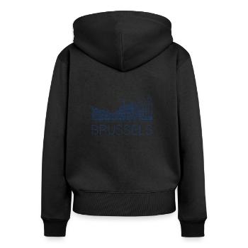 Dessin à la plume Bruxelles - Sweat à capuche zippé Premium bio Femme - noir - Dos - Julia (174cm)