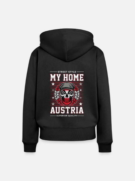 Austria - Frauen Premium Bio Zip Hoodie - Schwarz