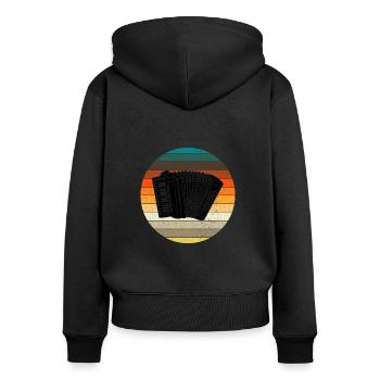 Akkordeon - Frauen Premium Bio Zip Hoodie - Schwarz - Hinten - Julia (174cm)