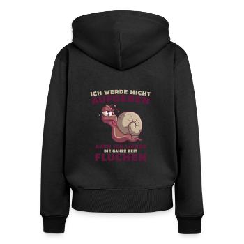 Läufer Jogger Sportler running Lustige Schnecke - Frauen Premium Bio Zip Hoodie - Schwarz - Hinten - Julia (174cm)