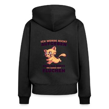 Lustiges Katenmotiv Läufer Jogger Sportler running - Frauen Premium Bio Zip Hoodie - Schwarz - Hinten - Julia (174cm)