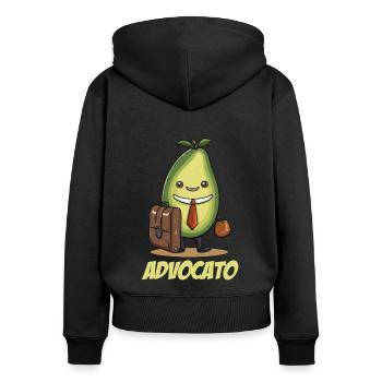 Funny avocado as lawyer with briefcase - Women's Premium Organic Zip Hoodie - black - Back - Julia (174cm)