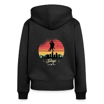 Tango tanzen Vintage Retro Sonnenuntergang Sport - Frauen Premium Bio Zip Hoodie - Schwarz - Hinten - Julia (174cm)