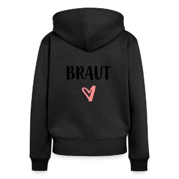 Mariage de célibataire du coeur de la mariée - Sweat à capuche zippé Premium bio Femme - noir - Dos - Julia (174cm)
