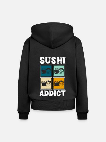Japan Nigiri Stäbchen - Frauen Premium Bio Zip Hoodie - Schwarz