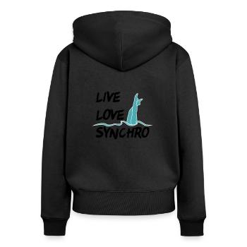 live love synchro - Women's Premium Organic Zip Hoodie - black - Back - Julia (174cm)
