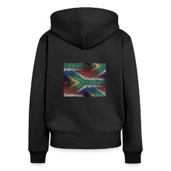 Afrique du Sud - art design - Sweat à capuche zippé Premium bio Femme - noir - Dos - Julia (174cm)