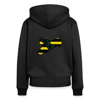 Saxe drapeau - Sweat à capuche zippé Premium bio Femme - noir - Dos - Julia (174cm)