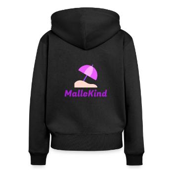 MalleKind Sommer - Frauen Premium Bio Zip Hoodie - Schwarz - Hinten - Julia (174cm)